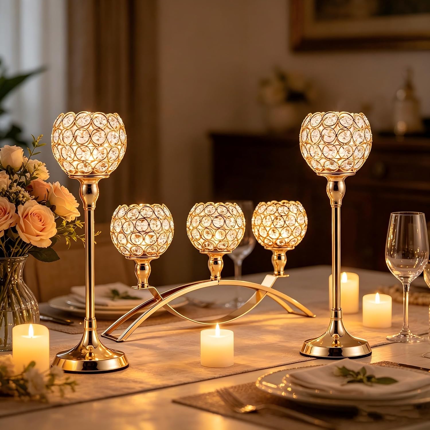 3 Pcs Gold Candle Holders Set, - Candle Zero recension och pris
