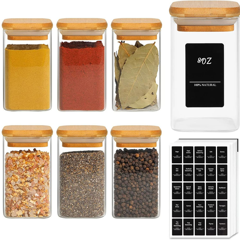 Glass Spice Jars with Bamboo L - Mason Jar 8Oz recension och pris