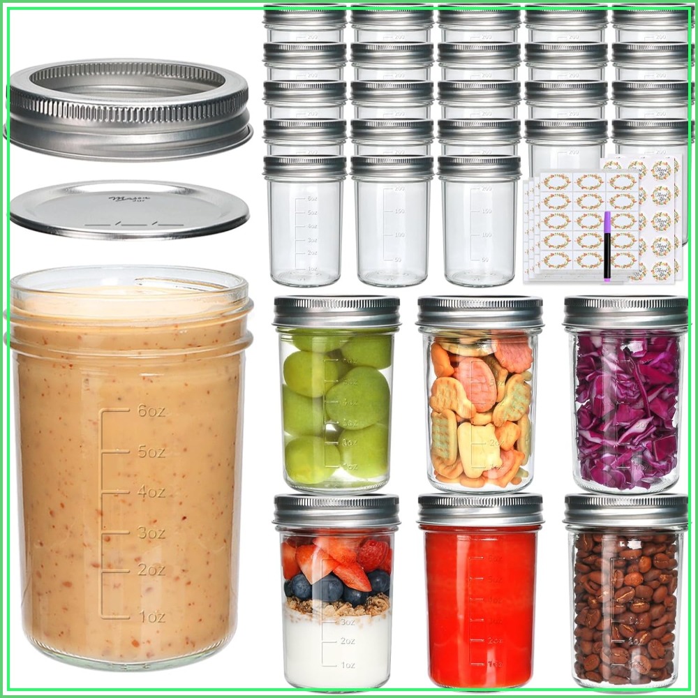 30 Pack 8 oz Mason Jars with L - Mason Jar 8Oz recension och pris