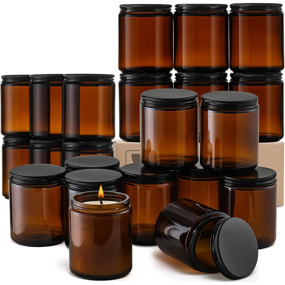 8oz Amber Glass Jars with Blac - Mason Jar 8Oz recension och pris