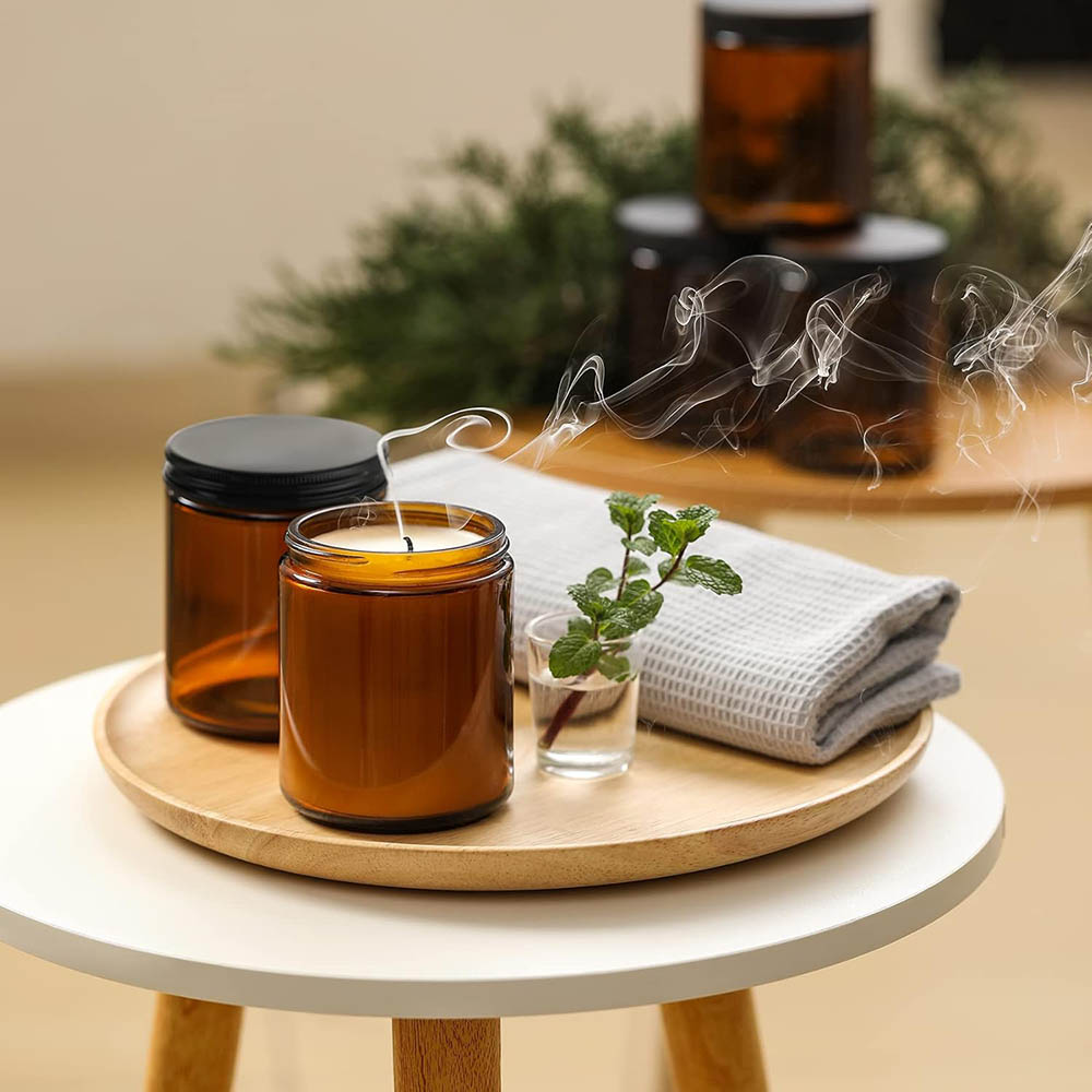 8oz Amber Glass Jars with Blac - Mason Jar 8Oz recension och pris