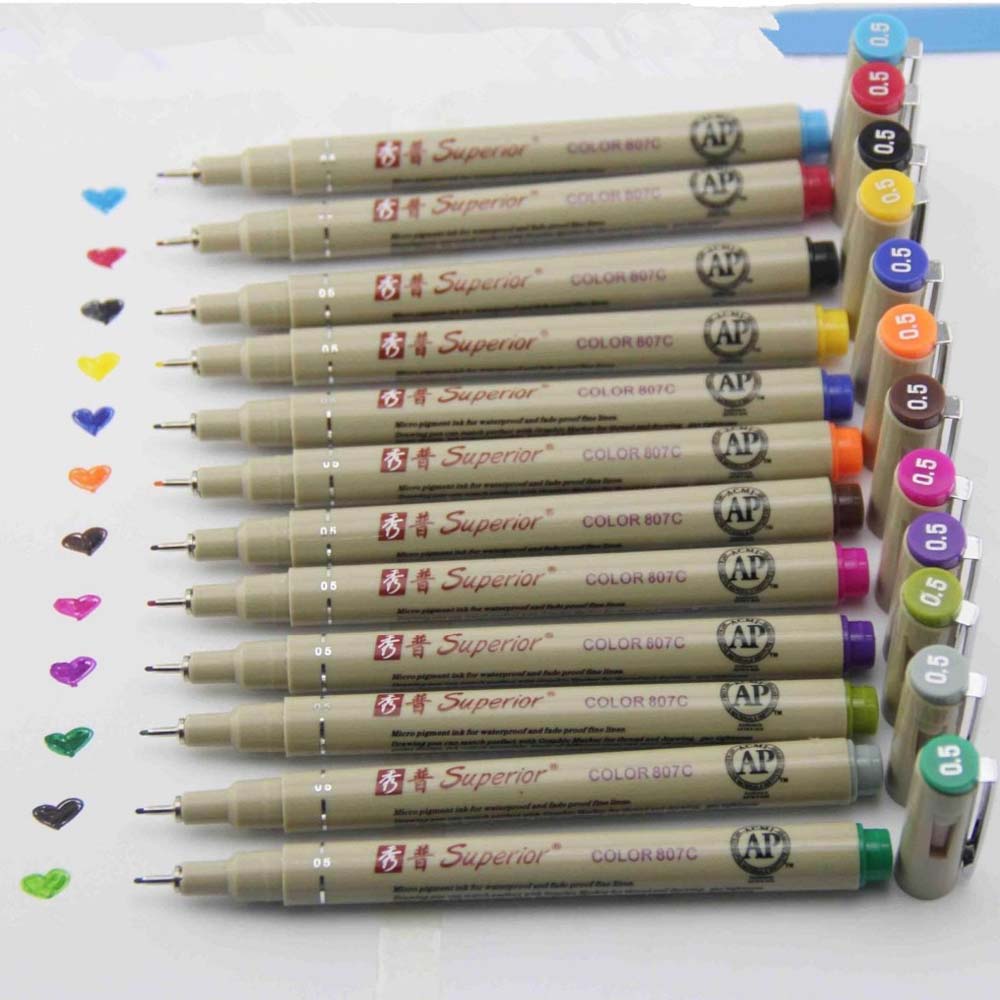 12 Colors Porous-Point Pens Dr - Copic Marker Sketch recension och pris