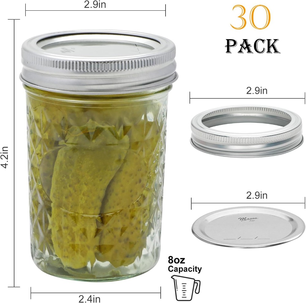 30 Pack 8 oz Mason Jars with A - Mason Jar 8Oz recension och pris