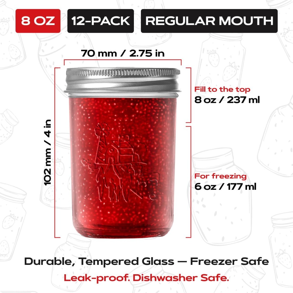 Premium 8oz Mason Jars with Li - Mason Jar 8Oz recension och pris