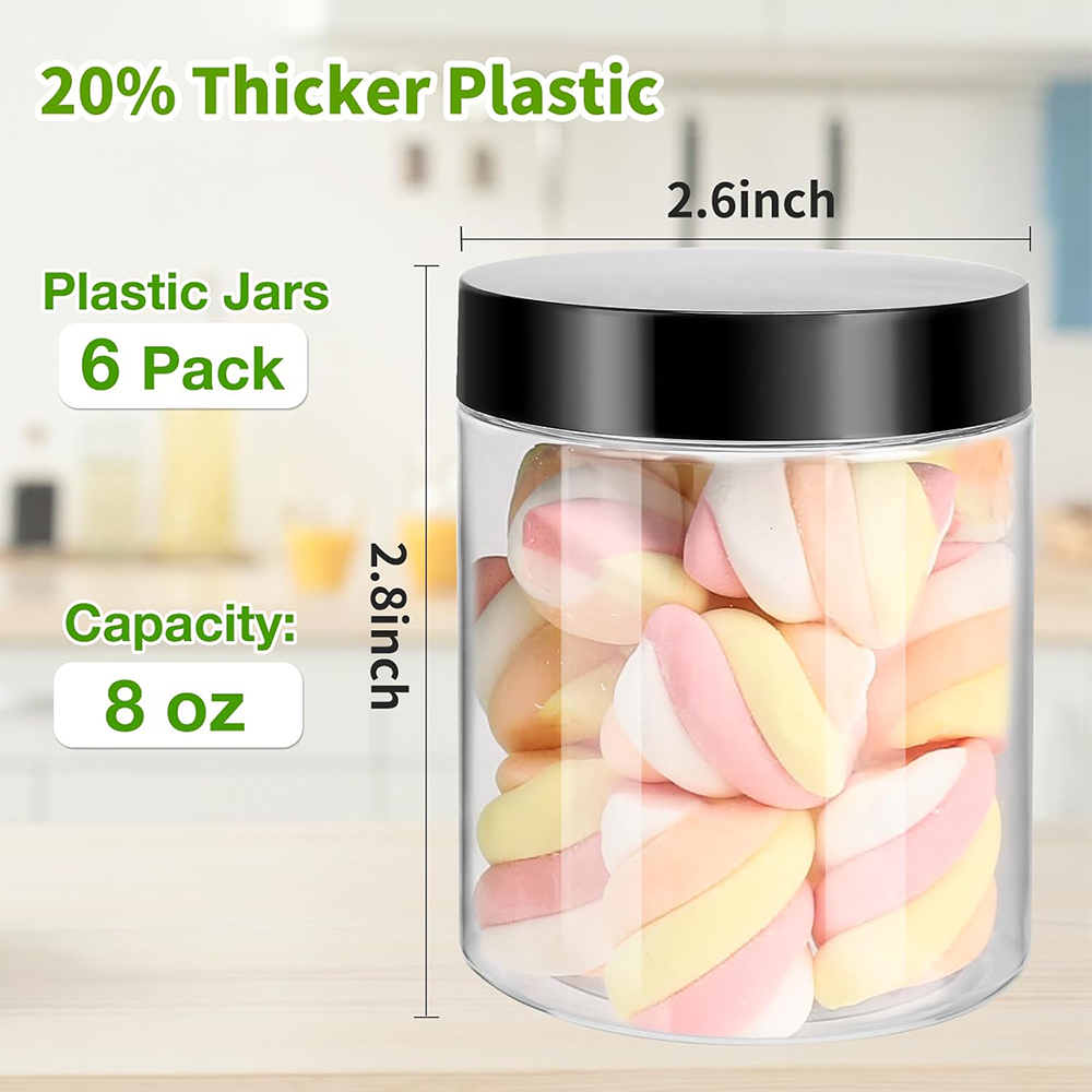 6 Pack Plastic Jars with Lids, - Mason Jar 8Oz recension och pris