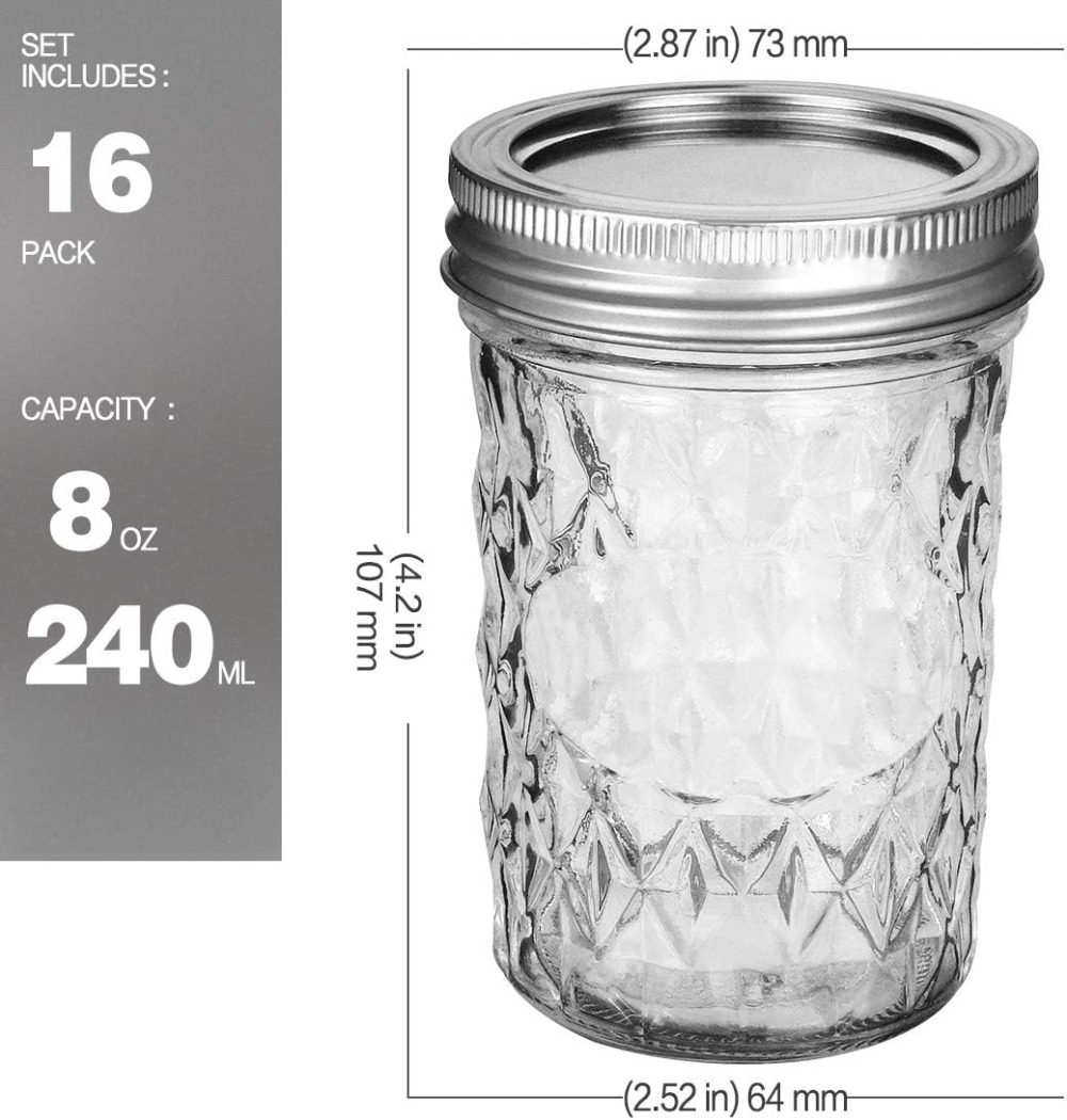 16-Pack 8oz Mason Jars with Re - Mason Jar 8Oz recension och pris