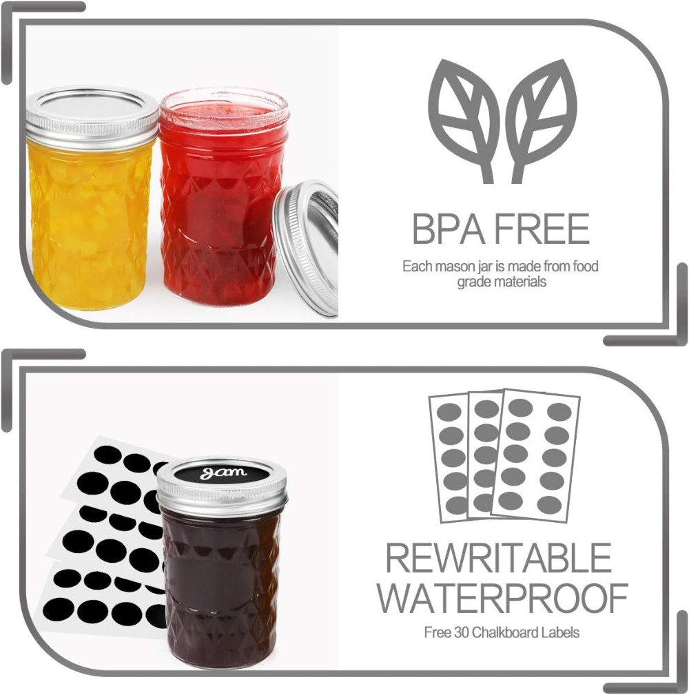 16-Pack 8oz Mason Jars with Re - Mason Jar 8Oz recension och pris